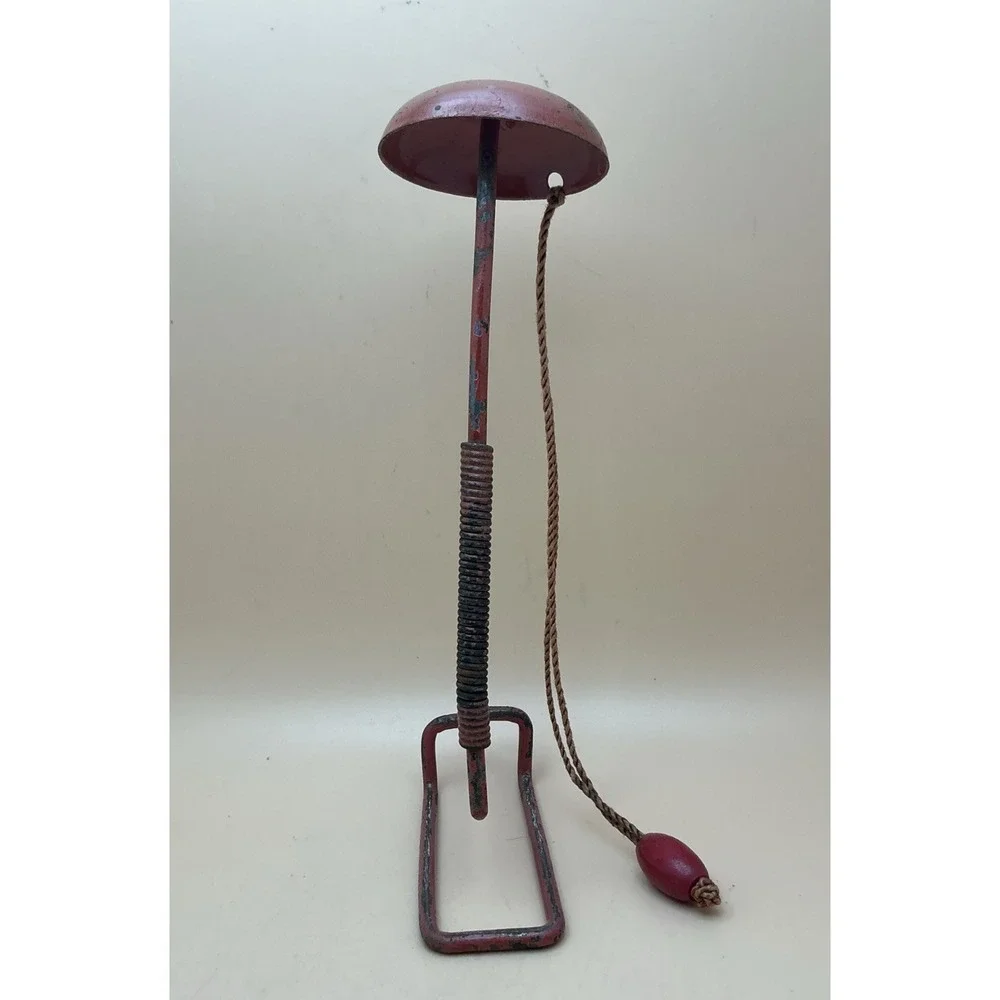 Vintage Hat or Wig Display Stand, Metal, Pullback String, Store Display 1920/30s